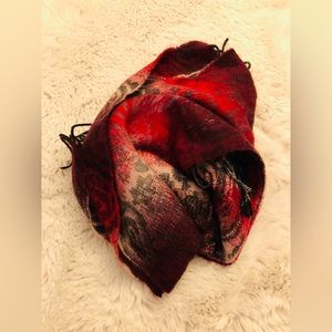 Red gray and black scarf